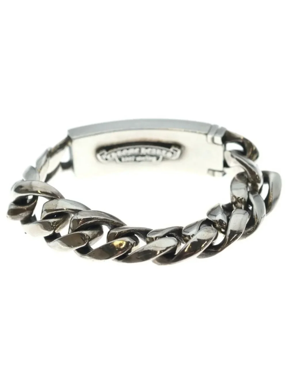 Chrome Hearts ID Floral Crs Cross ID Classic Link Bracelet Silver